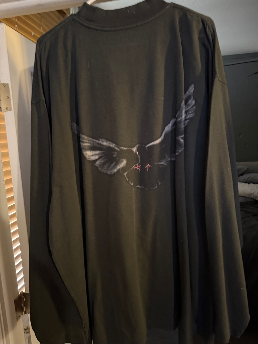 Yeezy Black Long Sleeve Shirt with Subtle Dove Graphic